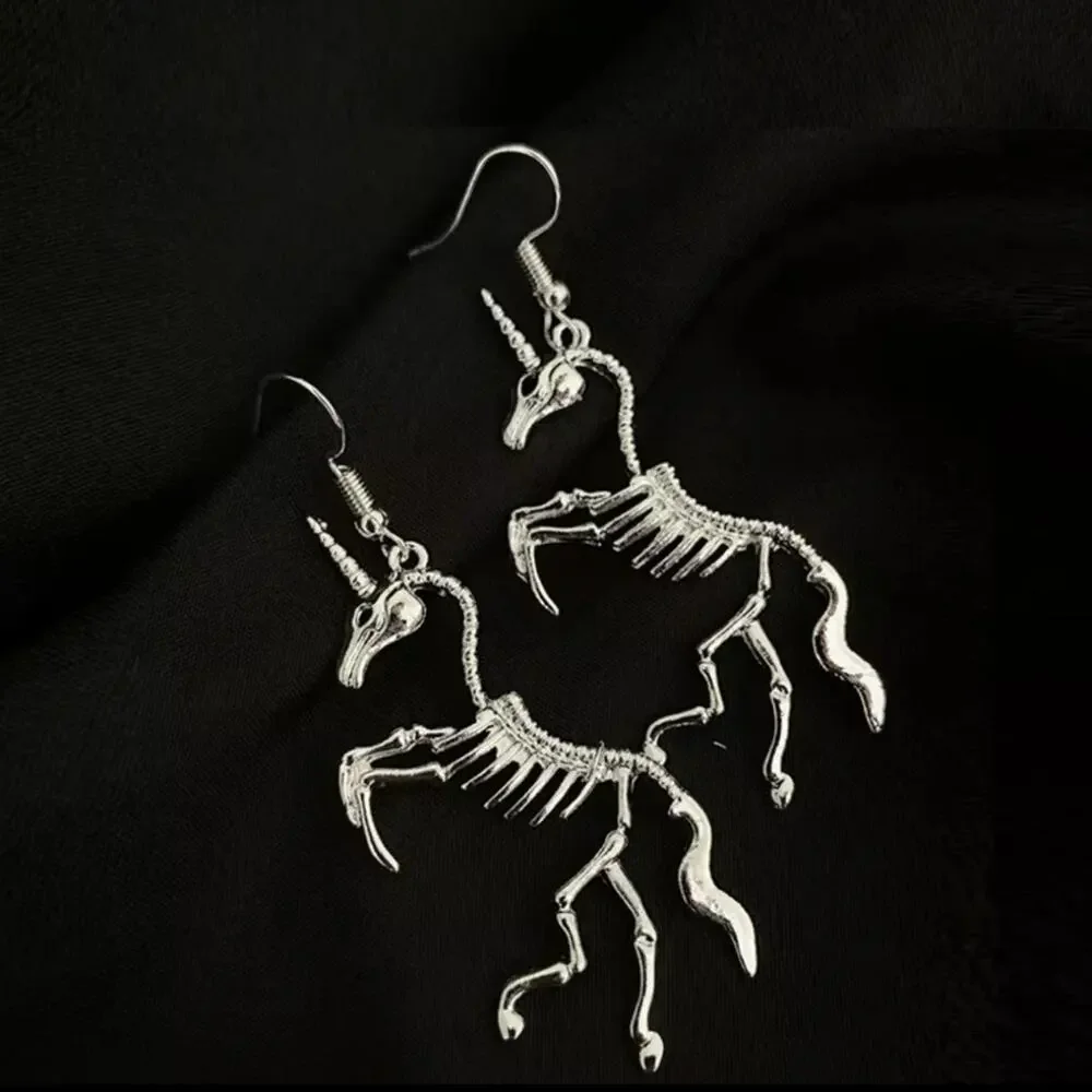 Zombie unicorn skeleton earrings - Picture 2 of 4
